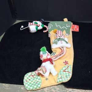 Snowman Christmas felt stocking with holder